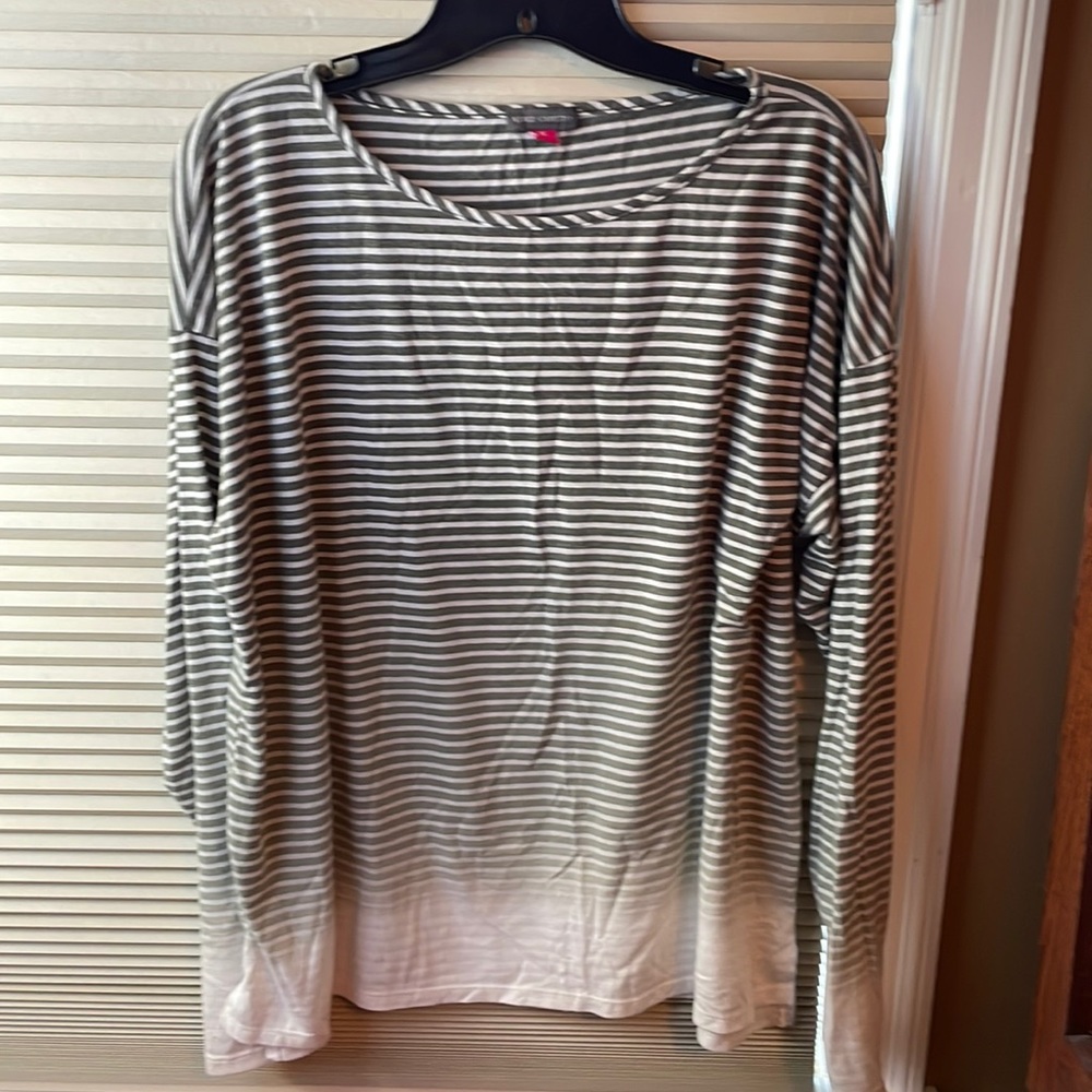 Comfortable gray striped cotton LS